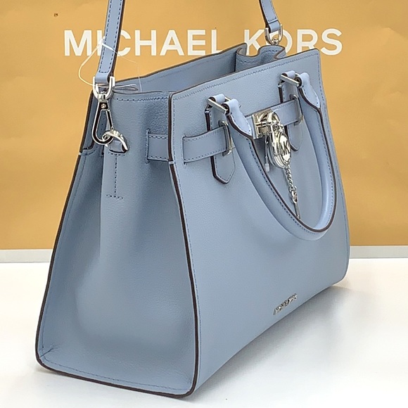 MICHAEL KORS HAMILTON MEDIUM SATCHEL PALE BLUE COLOR - Picture 7 of 16